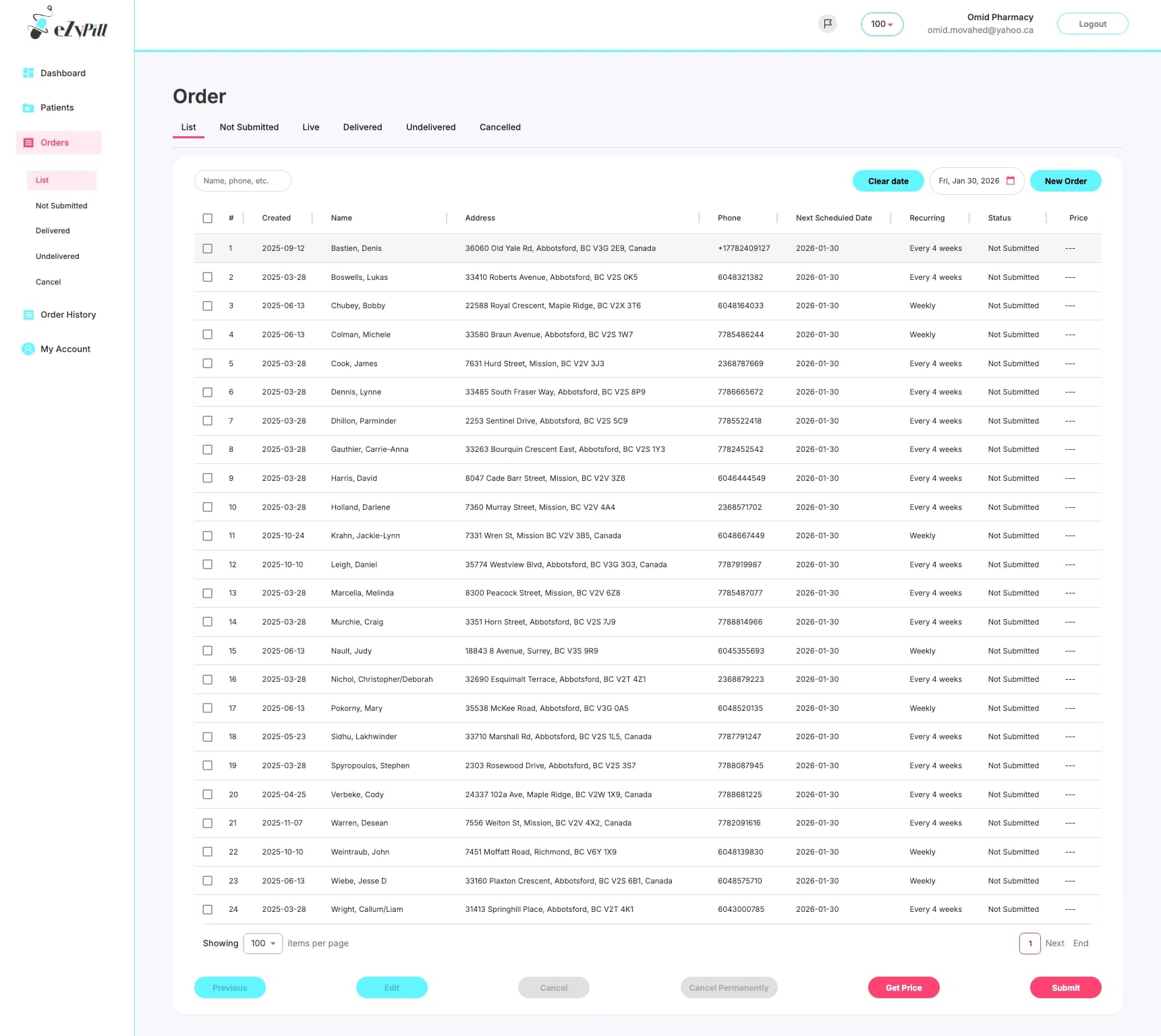 Ezypill - Pharmacy Dashboard